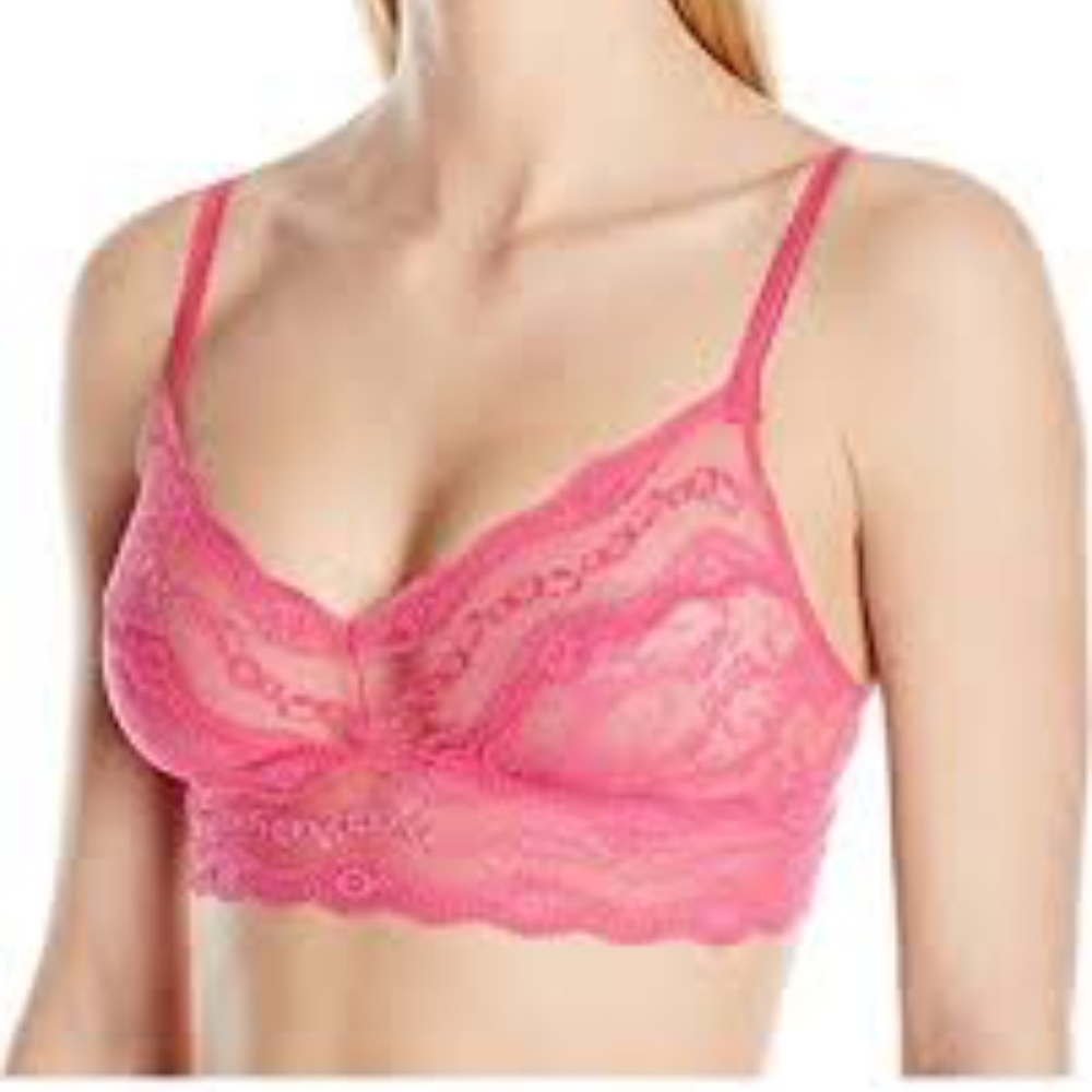 B Tempted Pink Lace Bralette Size Large